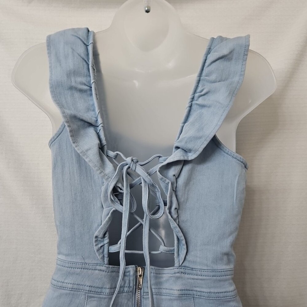 Light Blue Ruffle-Strap Jumpsuit - Picture 5 of 12